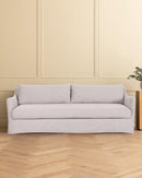 SOFA ESTACIONARIO DE TRES ASIENTOS EN TELA TEXTURIZADA GRIS