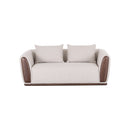 SOFA ESTACIONARIO DE DOS ASIENTOS EN TELA BEIGE KAKI