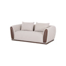 SOFA ESTACIONARIO DE DOS ASIENTOS EN TELA BEIGE KAKI