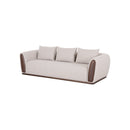 SOFA ESTACIONARIO DE TRES ASIENTOS EN TELA BEIGE KAKI
