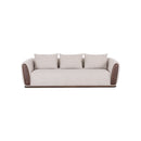 SOFA ESTACIONARIO DE TRES ASIENTOS EN TELA BEIGE KAKI