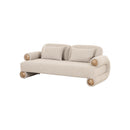 SOFA ESTACIONARIO DE DOS ASIENTOS EN TELA TEXTURIZADA KAKI