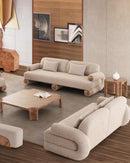 SOFA ESTACIONARIO DE DOS ASIENTOS EN TELA TEXTURIZADA KAKI