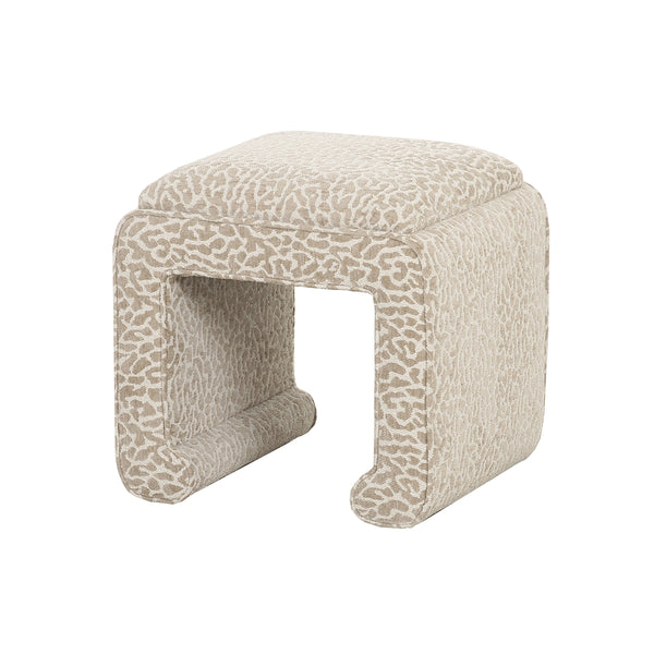 OTOMAN EN TELA ESTAMPADA BEIGE