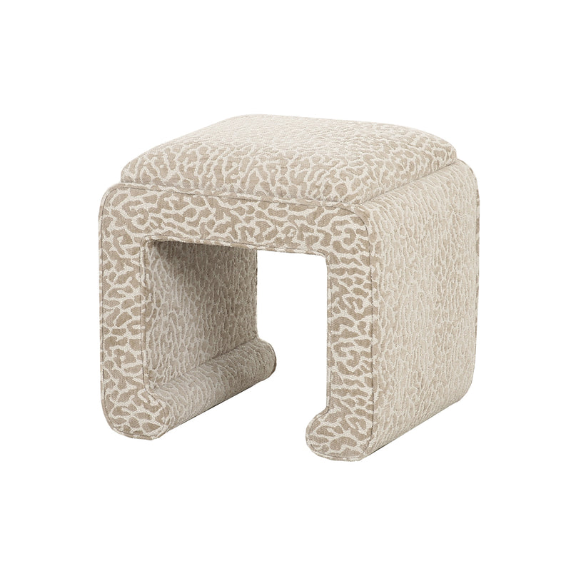 OTOMAN EN TELA ESTAMPADA BEIGE