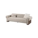 SOFA ESTACIONARIO DE TRES ASIENTOS EN TELA TEXTURIZADA KAKI