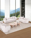 SOFA ESTACIONARIO DE DOS ASIENTOS EN TELA BEIGE