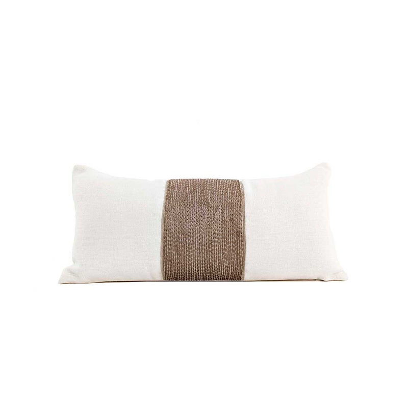 COJIN BLACO MARFIL, RIBETE NOMADA DE DOBLE CAPA, BASE DE LINO