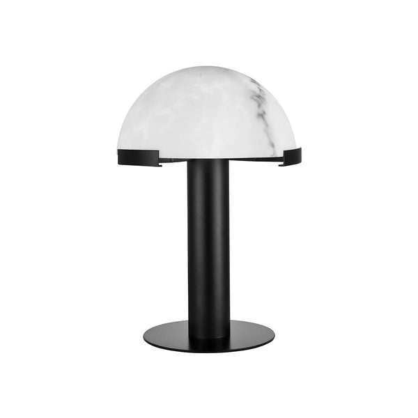 LAMPARA DE MESA, PANTALLA DE HIERRO Y RESINA, HIERRO ACABADO NEGRO