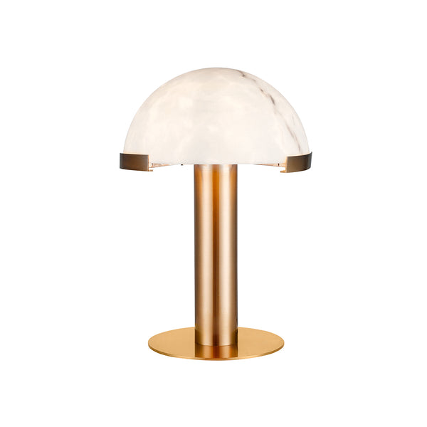 LAMPARA DE MESA CON DORADA Y PANTALLA ESTILO MARMOL