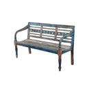 BANCO EN MADERA MAHOGANY AZUL DE TRES ASIENTOS