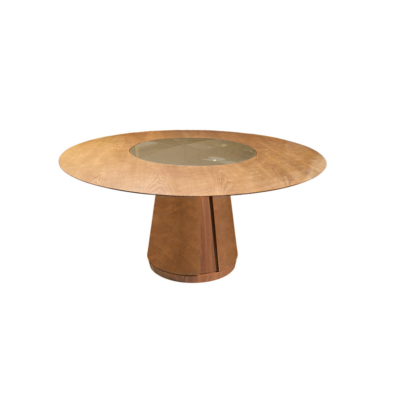 MESA FAROL CON CRISTAL TOPE Y BASE DE MADERA
