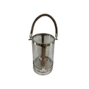 GLASS & STIANLESS STEEL LANTERN WITH ROPE HANDLE 8.25x20