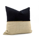COJIN DE TERCIOPELO DE ALGODON Y LINO ARTESANO, NEGRO
