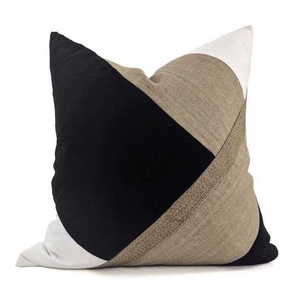 COJIN DE TERCIOPELO EN ALGODON, LINO ARTESANO Y SARGA, COLOR NEGRO