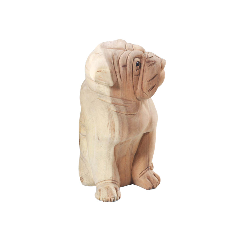 BULLDOG  EN MADERA  SENTADO PEQUEÑO