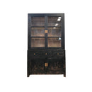 GABINETE ACABADO DE MADERA NEGRA Y VIDRIO TRANSPARENTE