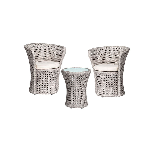 SET DE EXTERIOR SALIMA Q 2 SILLAS Y MESA DE CENTRO BLANCAS Y GRIS