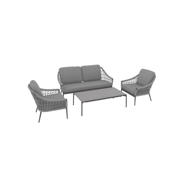 SET DE EXTERIOR MASSA CON SOFA DE DOS ASIENTOS EN COLOR GRIS CHARCOAL