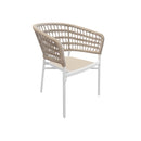 SILLA DE EXTERIOR IBIZA CON ESTRUCTURA BLANCA Y CUERDA COLOR MIEL