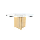 MESA DE COMEDOR TOPE DE VIDRIO TRANSPARENTE Y BASE DORADA
