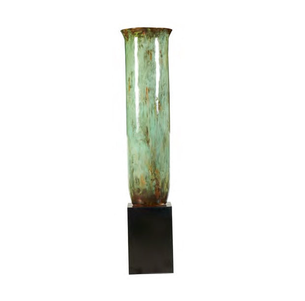 HANDPAINTED TALL VASE ON STAND