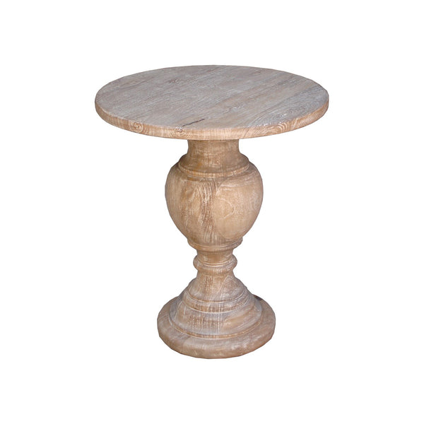 MESA LATERAL CON TOPE Y BASE EN ACABADO DE MADERA