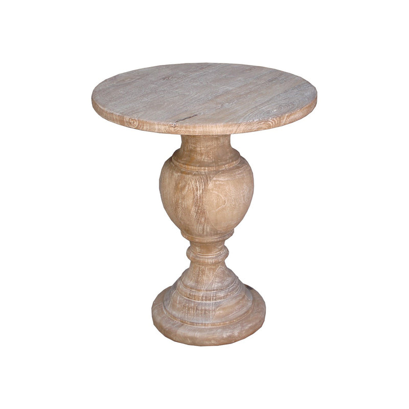 MESA LATERAL CON TOPE Y BASE EN ACABADO DE MADERA