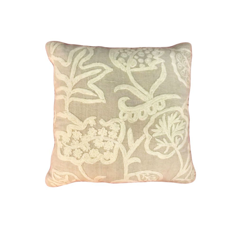 CREWEL EMBROIDERED CUSHION COVER WITH FILLER