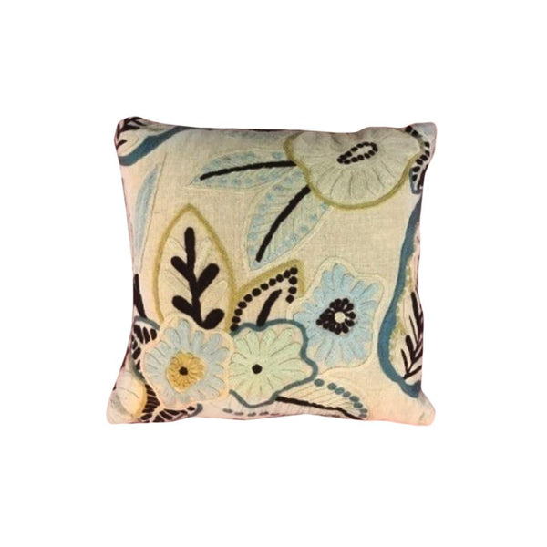 CREWEL EMBROIDERED CUSHION COVER WITH FILLER