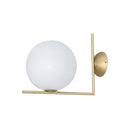 LAMPARA DE PARED DORADA CON ESFERA BLANCA