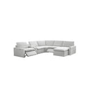 SOFA SECCIONAL RECLINABLE EN TELA BEIGE CON PUERTO USB Y CONSOLA