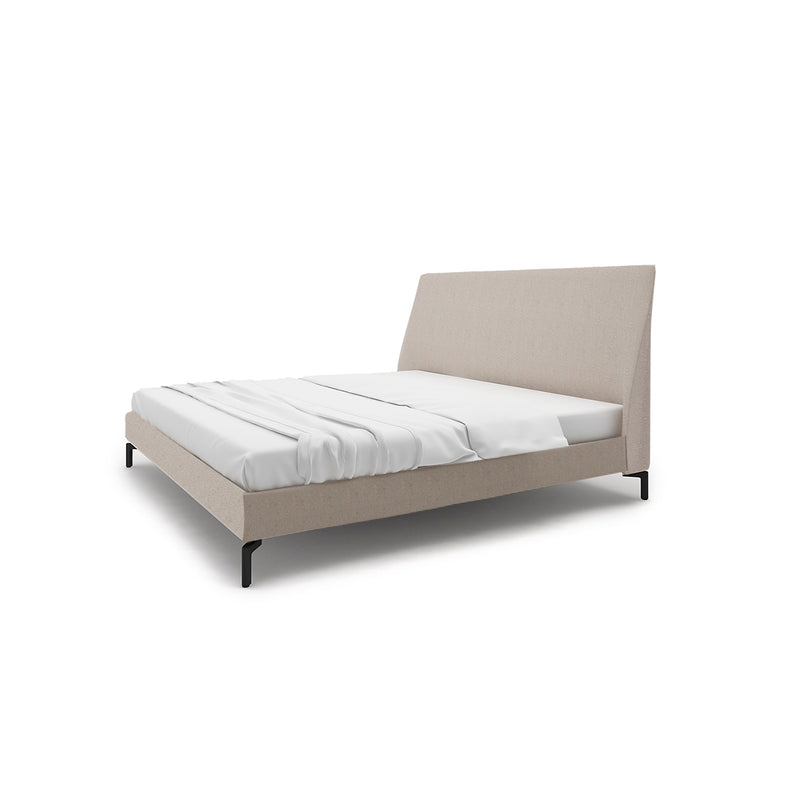 CAMA KING TAPIZADA EN TELA GRIS