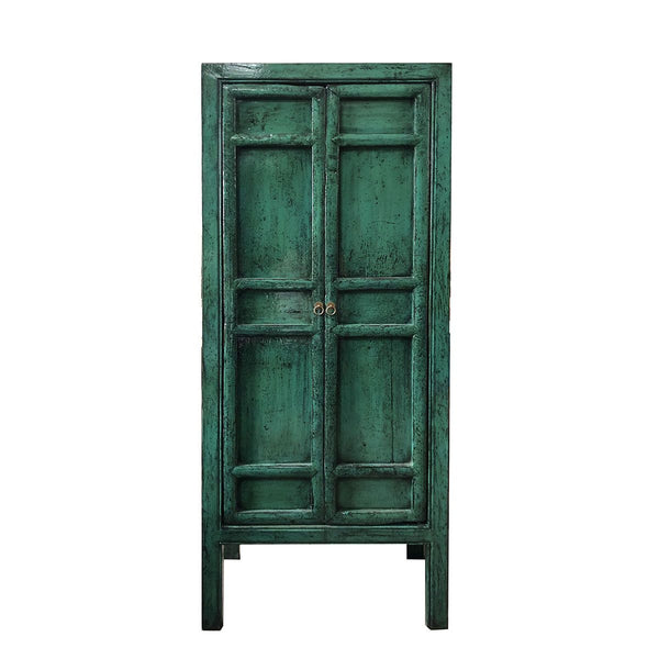 ARMARIO DE DOS PUERTAS EN MADERA TONALIDAD VERDE