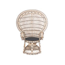 RETRO PEACOK  CHAIR NATURAL BLACK & RATTAN W/ BLACK