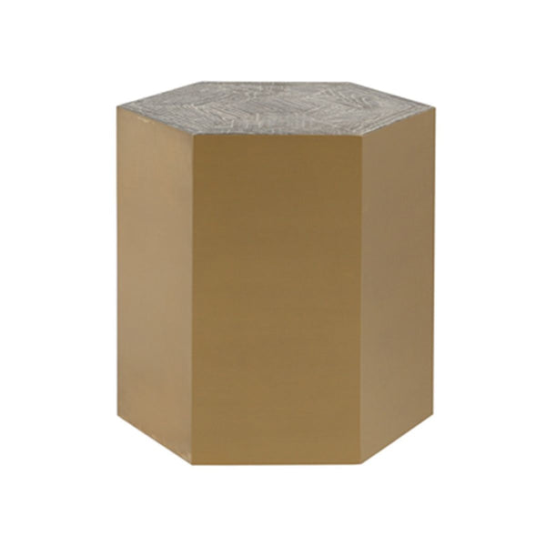 END TABLE LIGHT FUME CHAMPAGNE BRUSHED STEEL