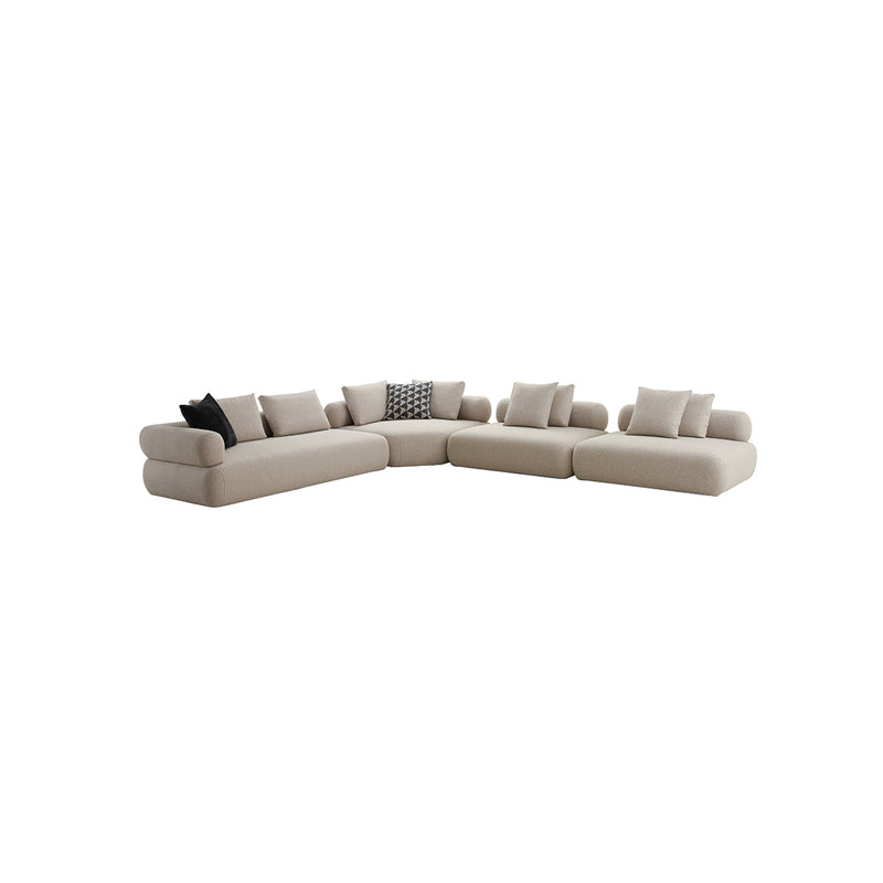 SOFA SECCIONAL 4PCS ESTACIONARIO EN TELA BEIGE